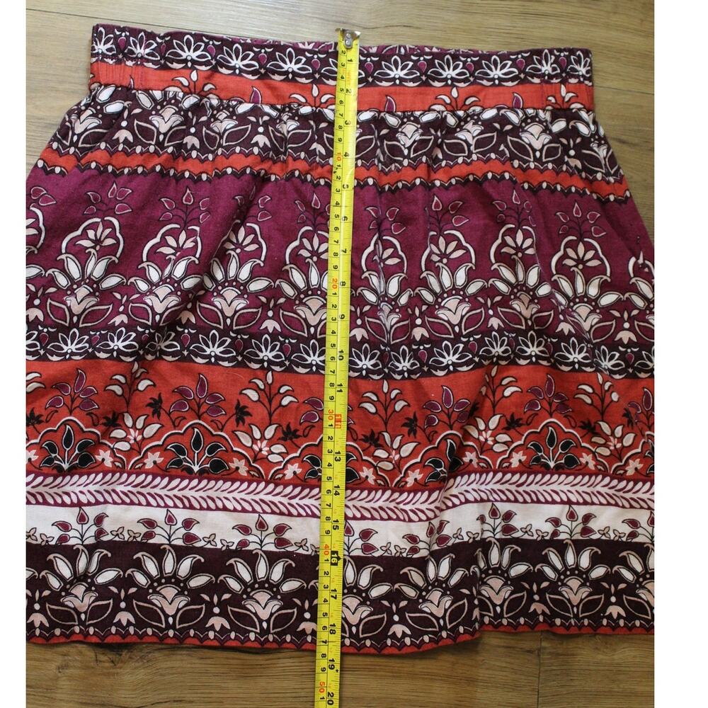 LOFT Boho Floral A-Line Skirt Multicolor Burgundy Orange White Women’s M - Picture 3 of 6